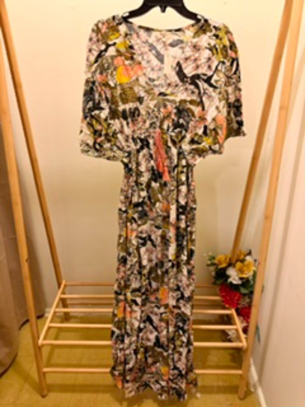 NWT World Market Boho Floral Low V-Neck Maxi Dress S/M